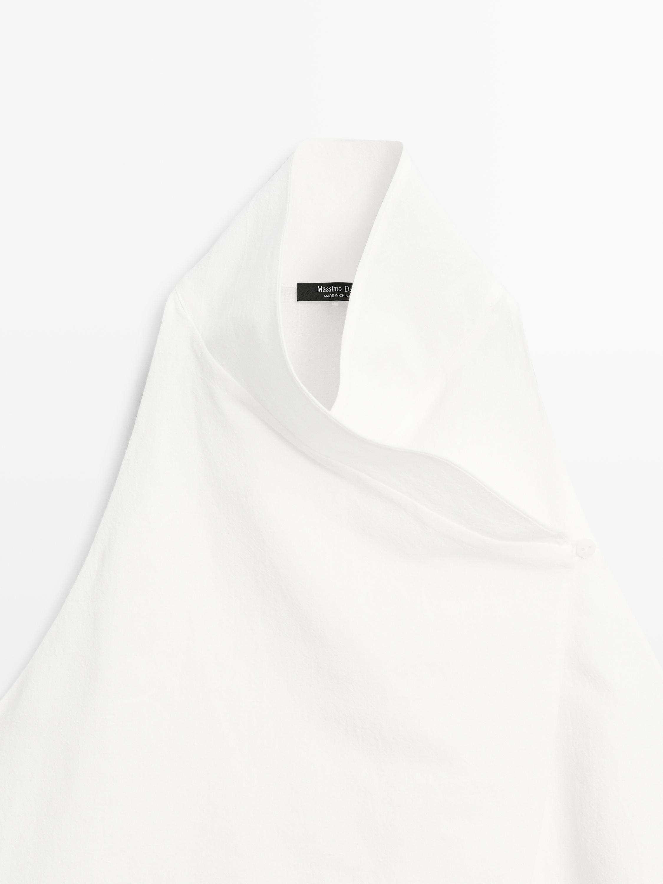 Linen cotton asymmetric crossover top